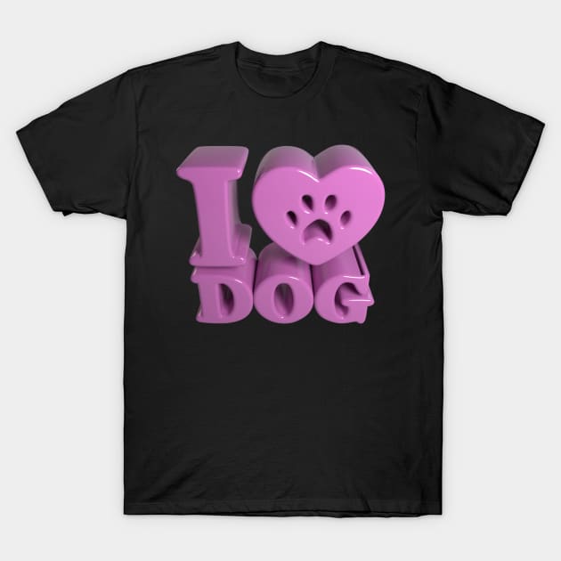 3D I Love Dog - Pbr-Dielectric T-Shirt by 3DMe